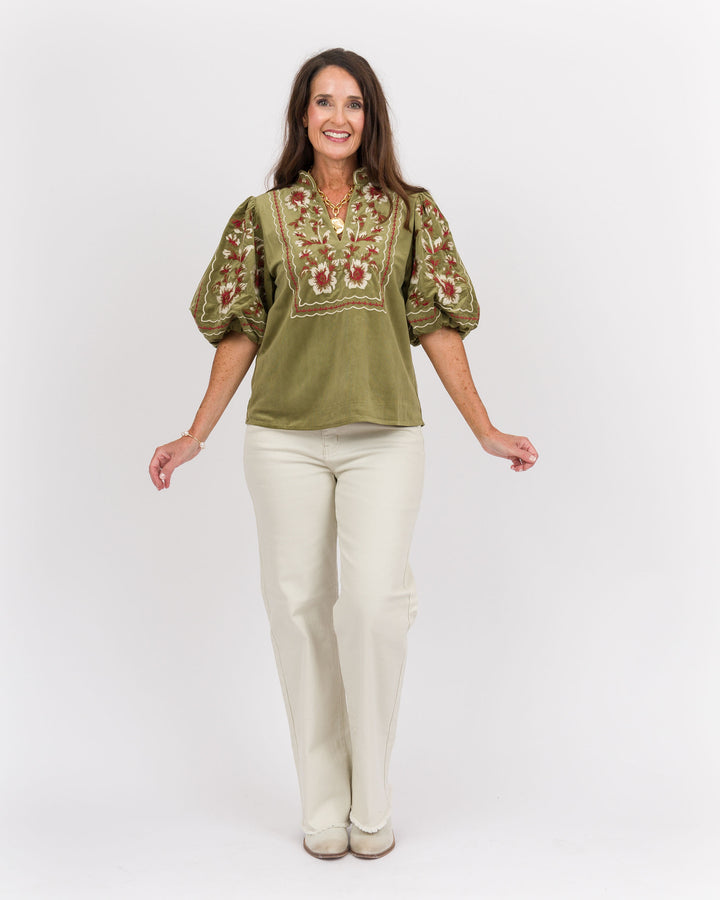 Leona Floral Corduroy Top