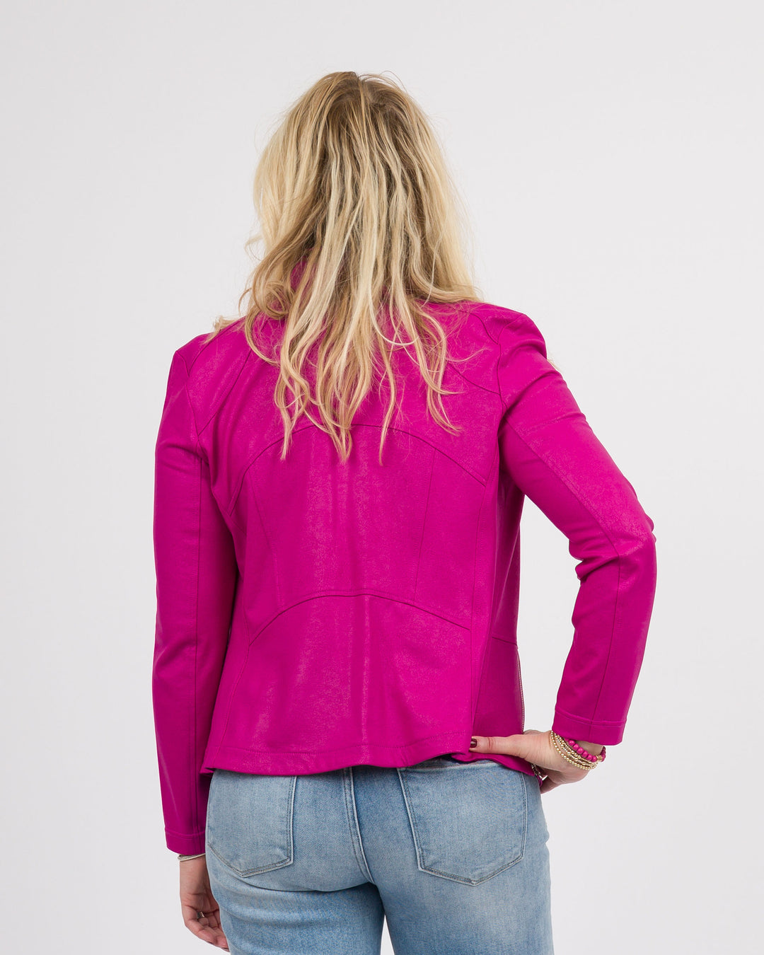 Clara Sunwoo Liquid Leather Jacket-Magenta
