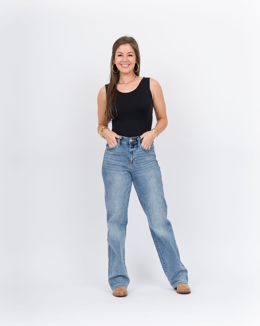 Judy Blue High Waisted Light Washed Straight Leg Jeans