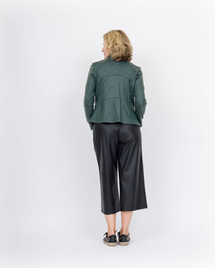 Clara Sunwoo Leather Knit Jacket - Hunter Green