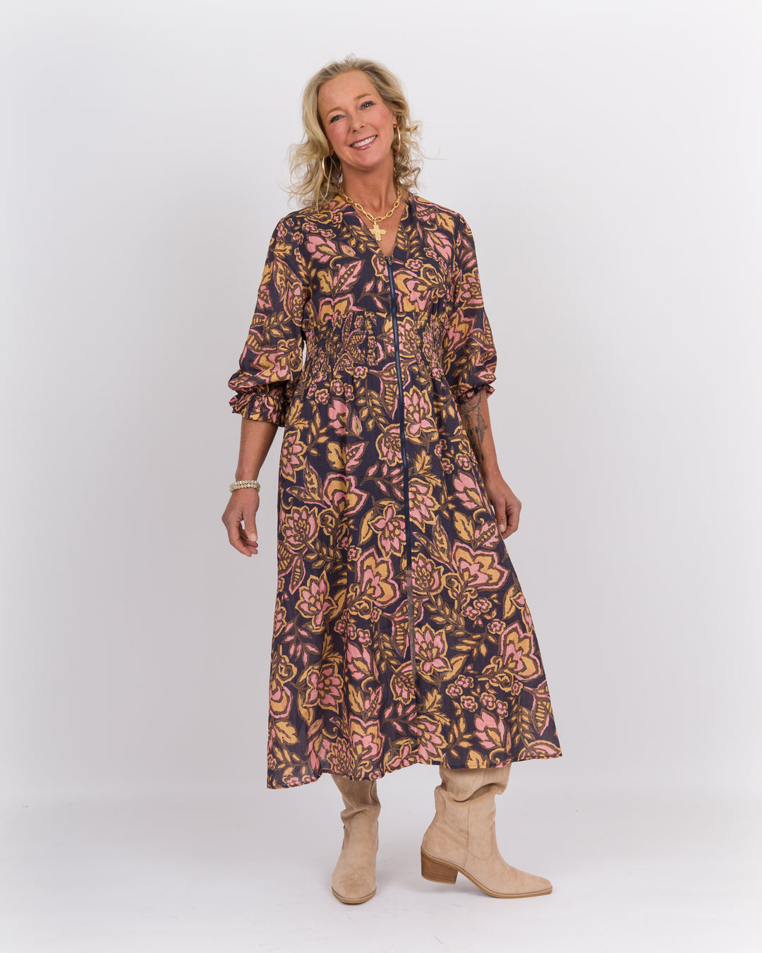 Davenport Navy Midi Dress