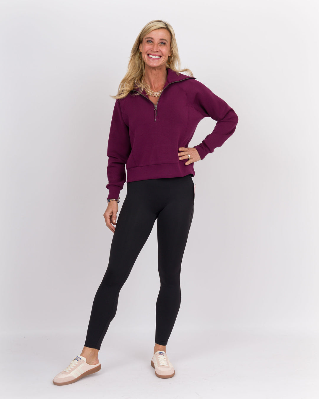 Spanx Air Essentials Half Zip-Plum Berry
