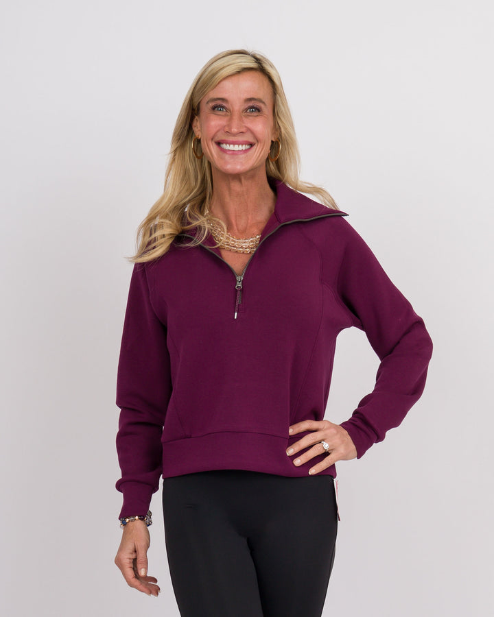 Spanx Air Essentials Half Zip-Plum Berry
