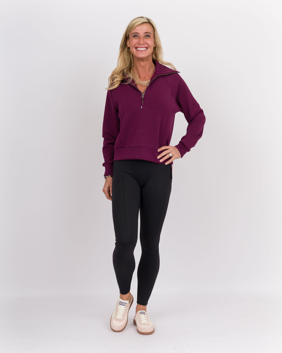 Spanx Air Essentials Half Zip-Plum Berry