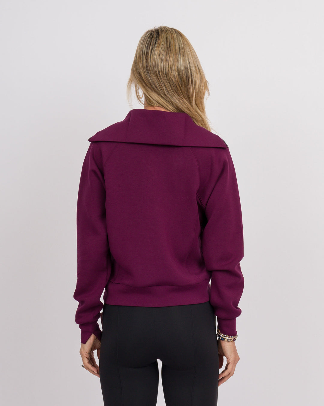 Spanx Air Essentials Half Zip-Plum Berry