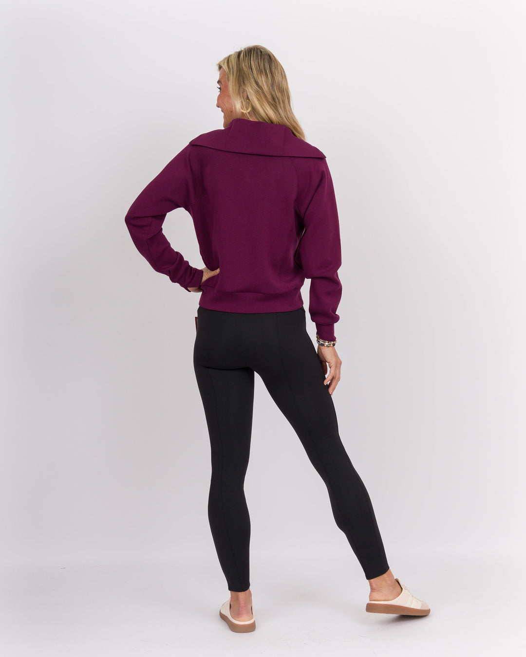 Spanx Air Essentials Half Zip-Plum Berry