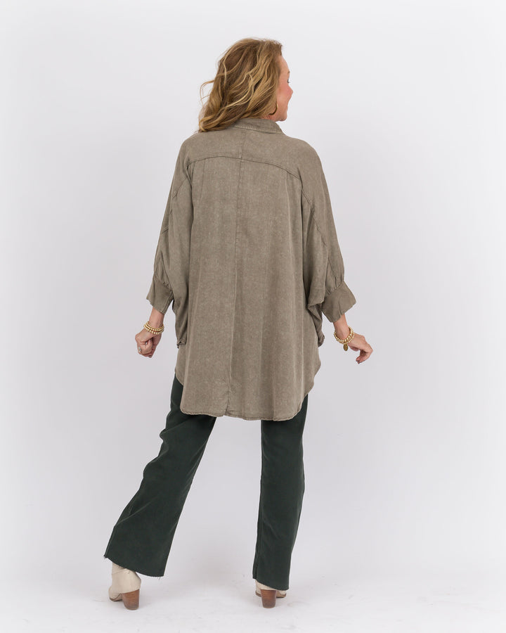 Ash Olive Dolman Sleeve Top
