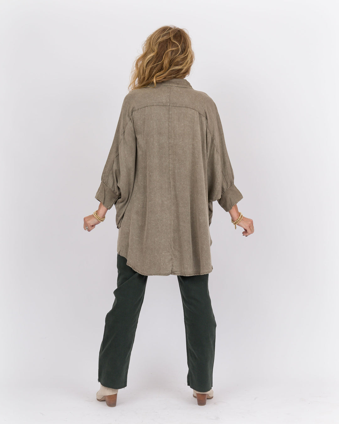 Ash Olive Dolman Sleeve Top