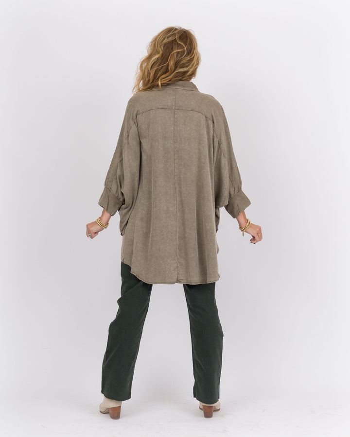 Ash Olive Dolman Sleeve Top