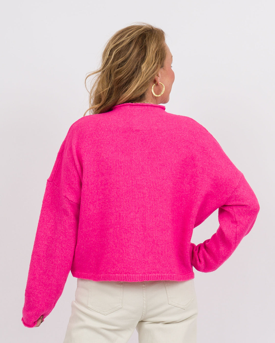 Long Sleeve Cardigan Hot Pink