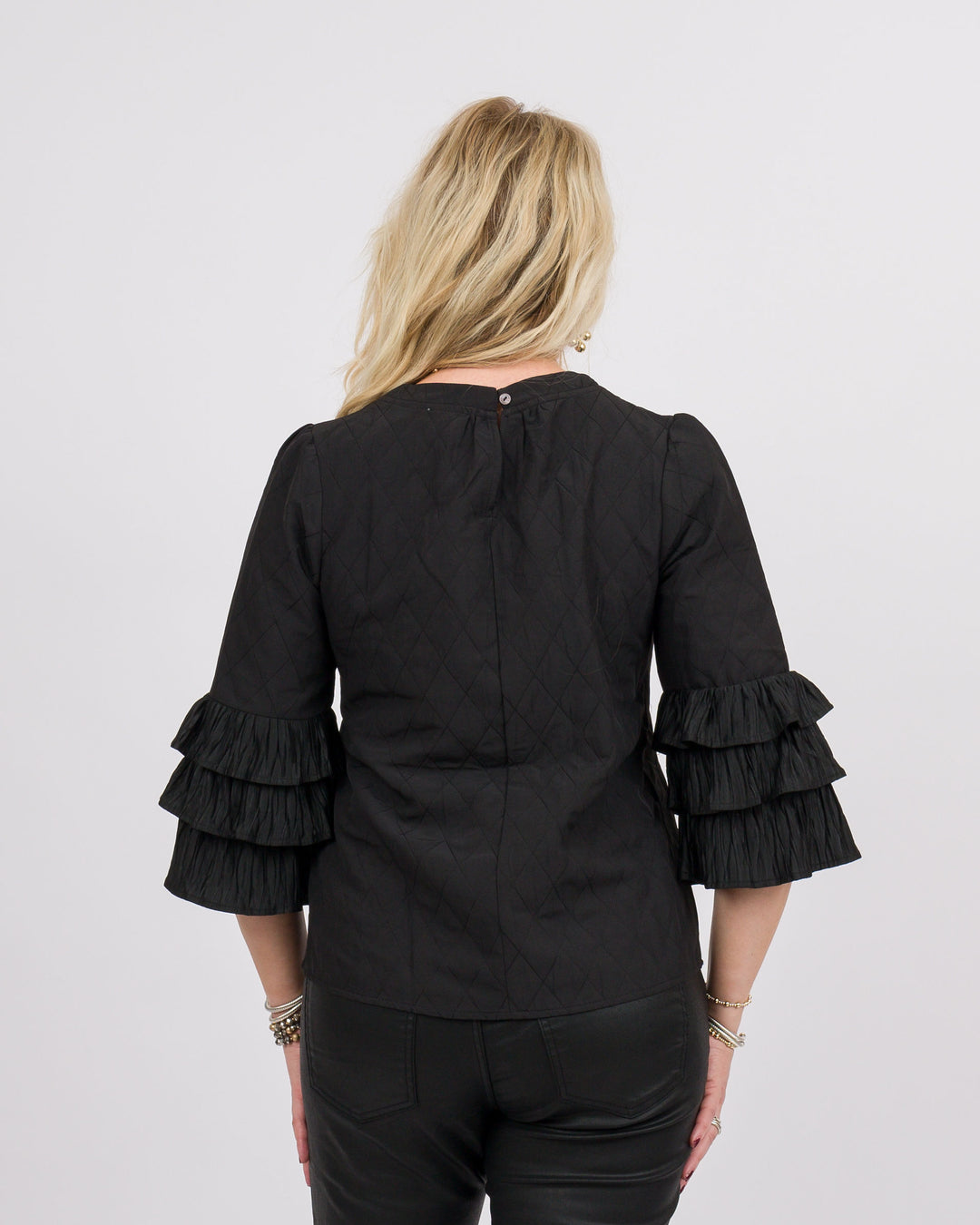 Black 3 Layered Pleated Top