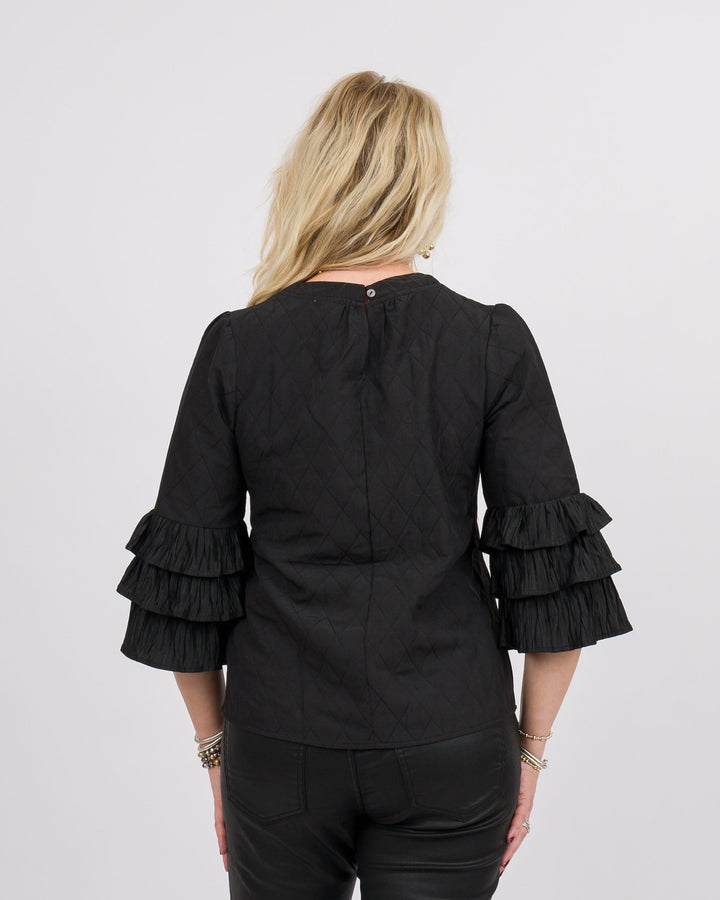 Black 3 Layered Pleated Top