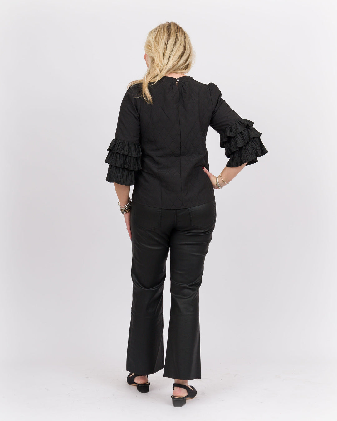 Black 3 Layered Pleated Top