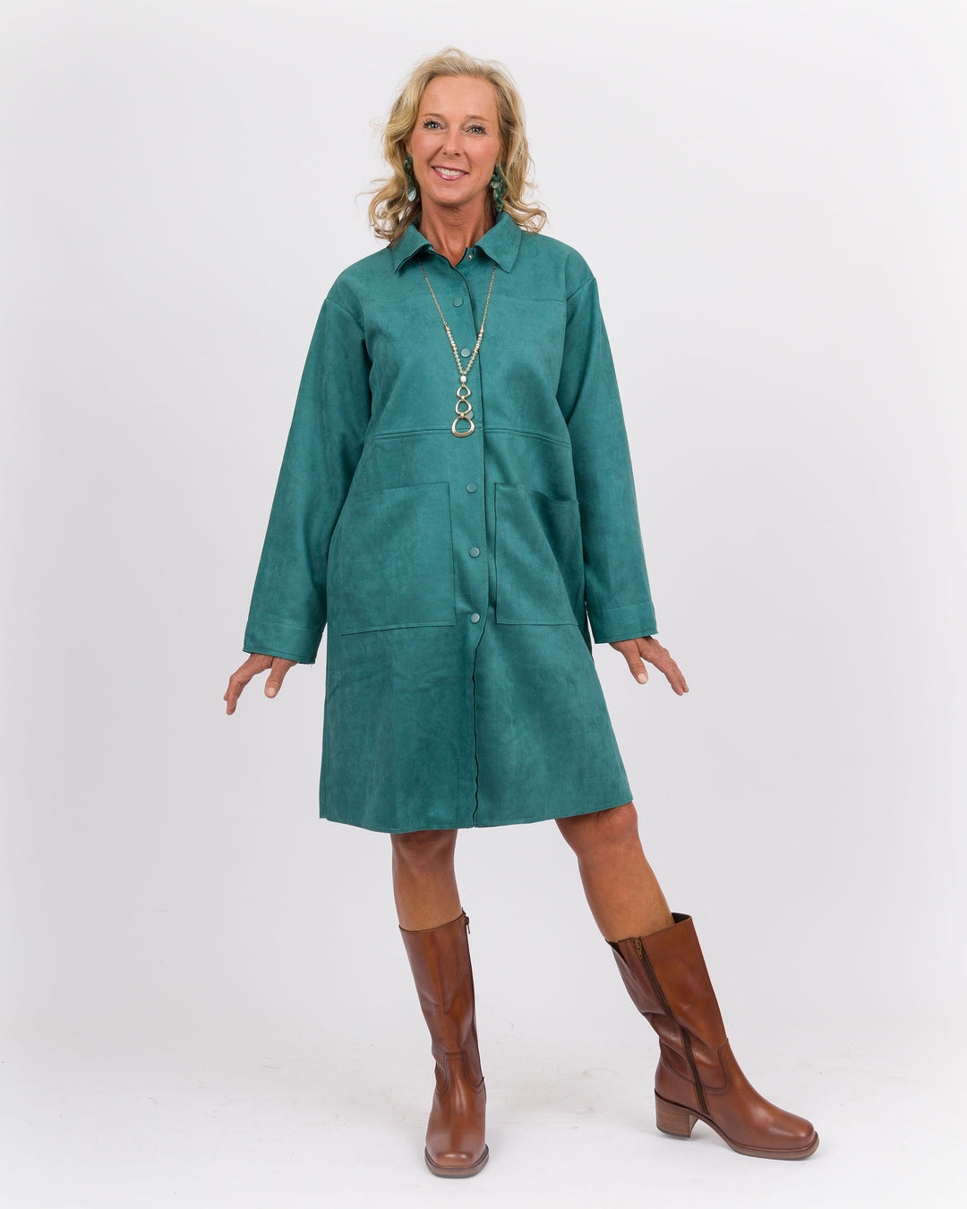 Teal Green Duster Dress