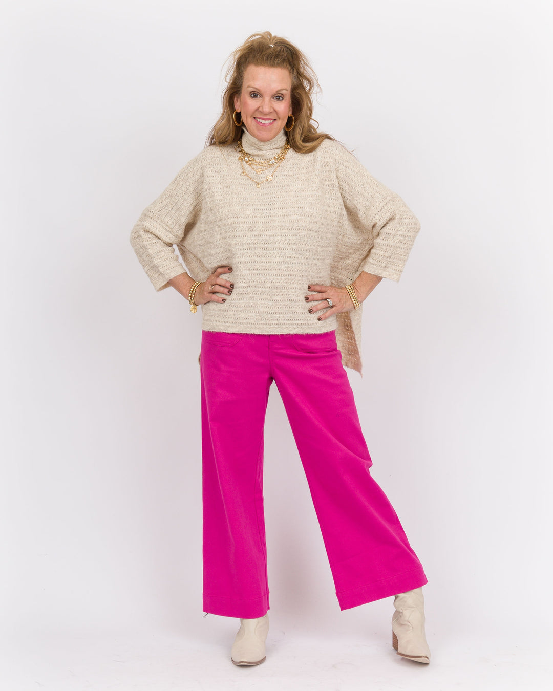 Sasha Wide Leg Pants - Hot Pink