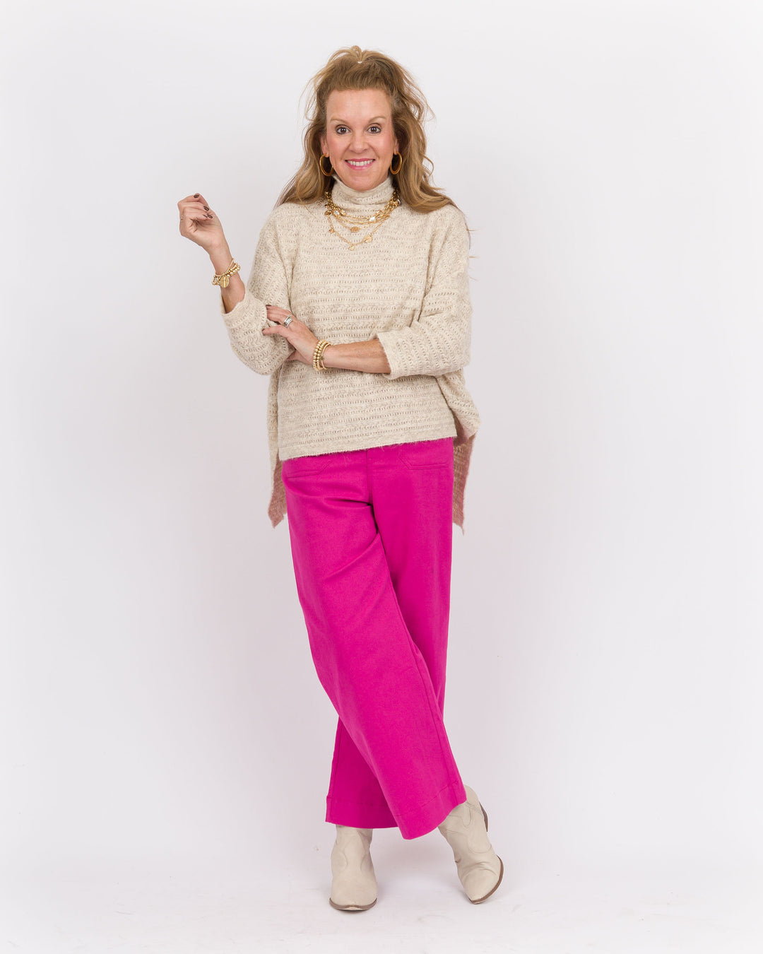 Sasha Wide Leg Pants - Hot Pink