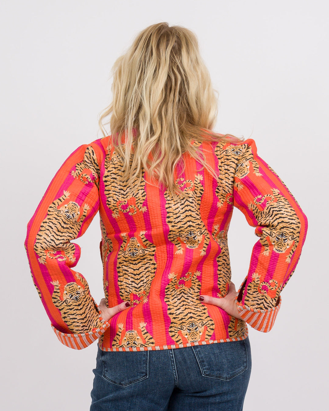 Handmade Reversable Vintage Quilted Patchwork Jacket Orange-Final Sale