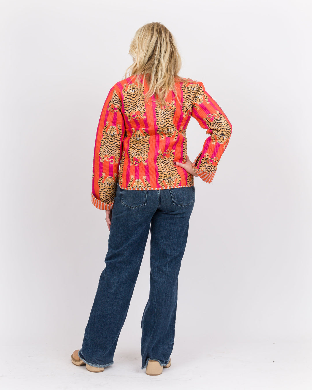 Handmade Reversable Vintage Quilted Patchwork Jacket Orange-Final Sale