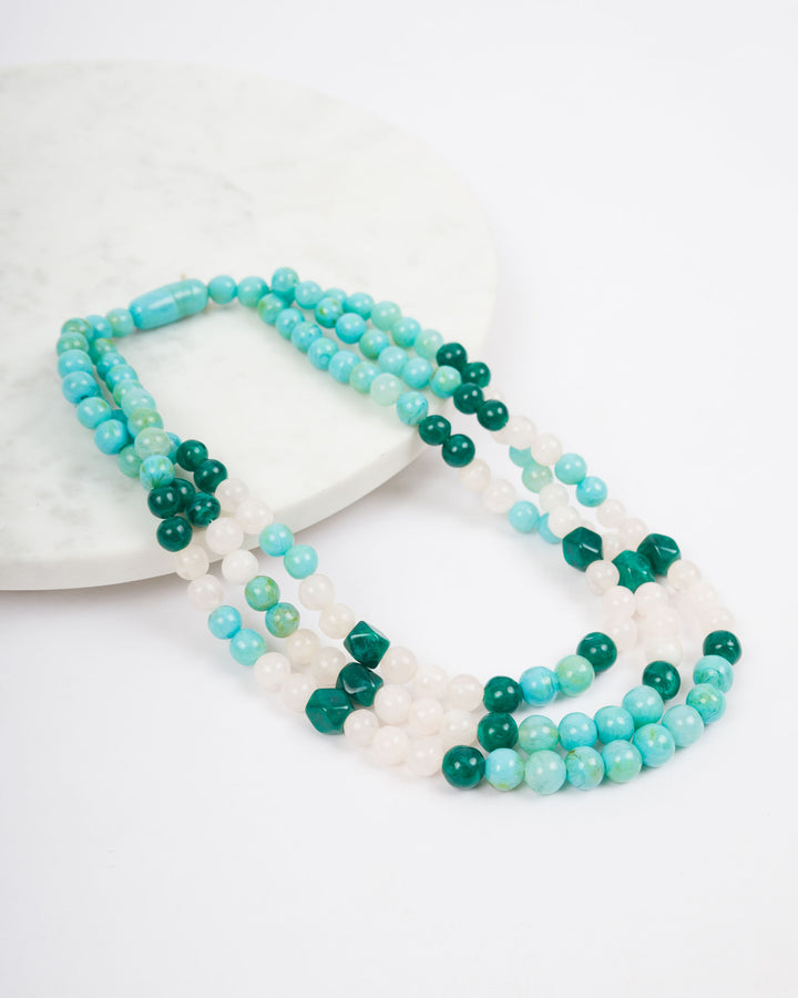 3 Layered Agate Ball Necklace