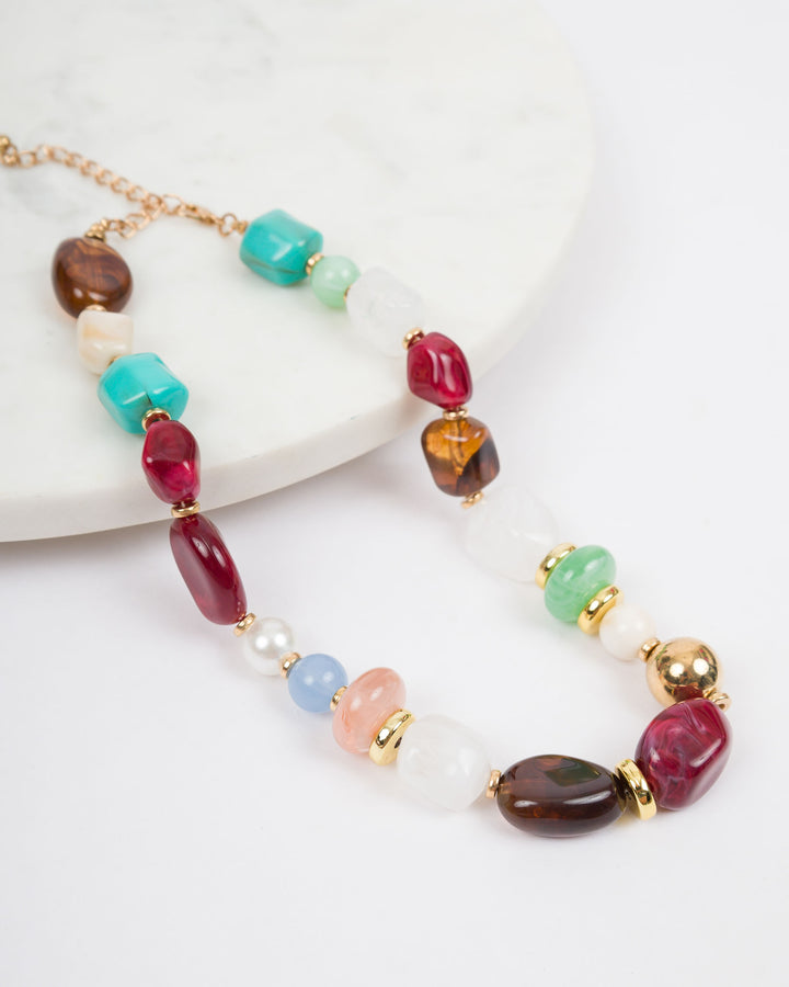 Mixed Multi Color Resin Chunky Necklace