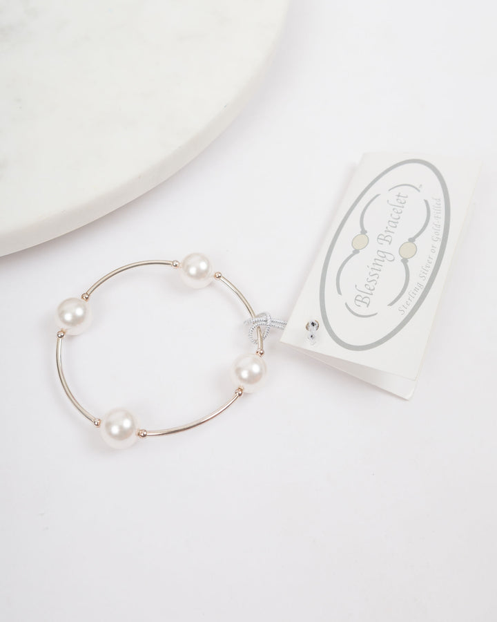 Blessing Bracelet -  Silver with White Pearl