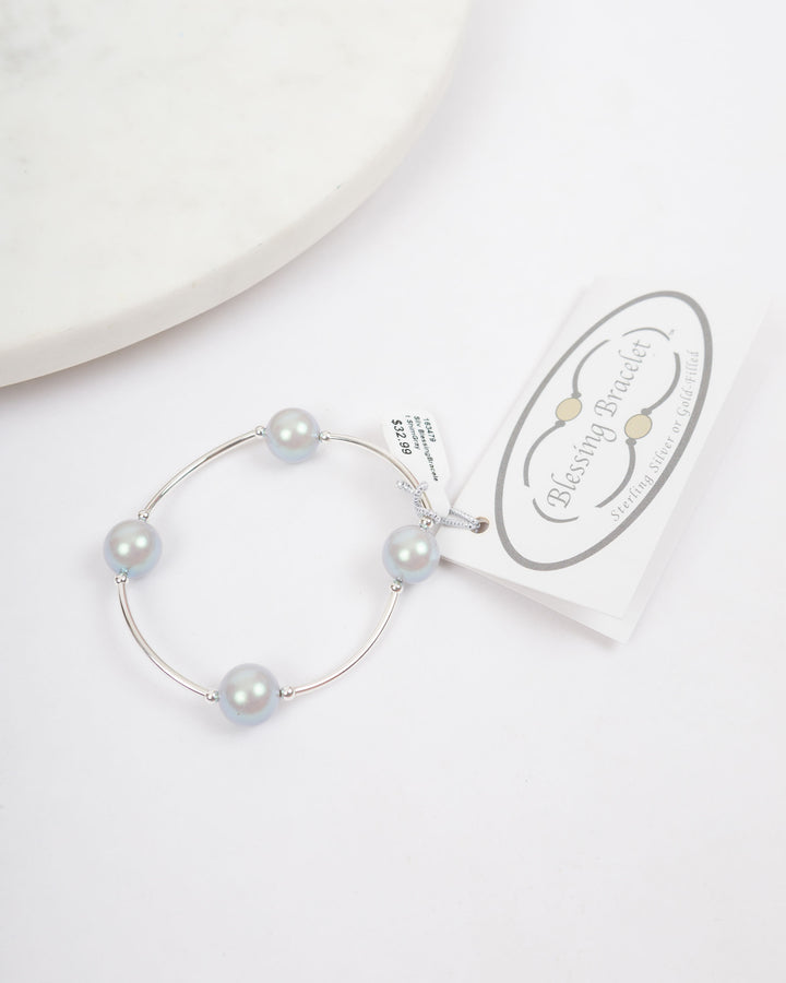 Blessing Bracelet -  Silver with Shimmer Gray Pearls