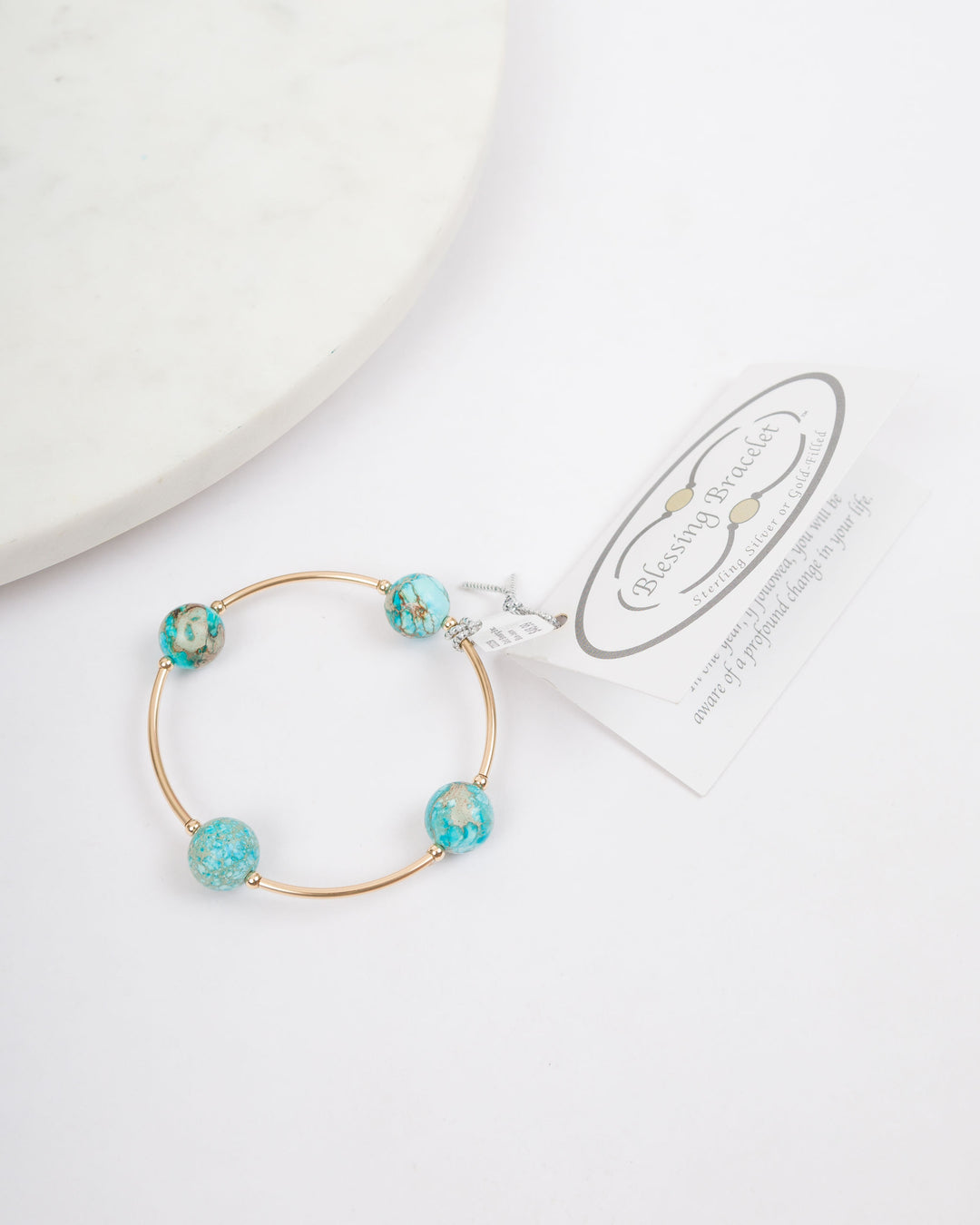 Gold  Blessing Bracelet -  Blue Jasper