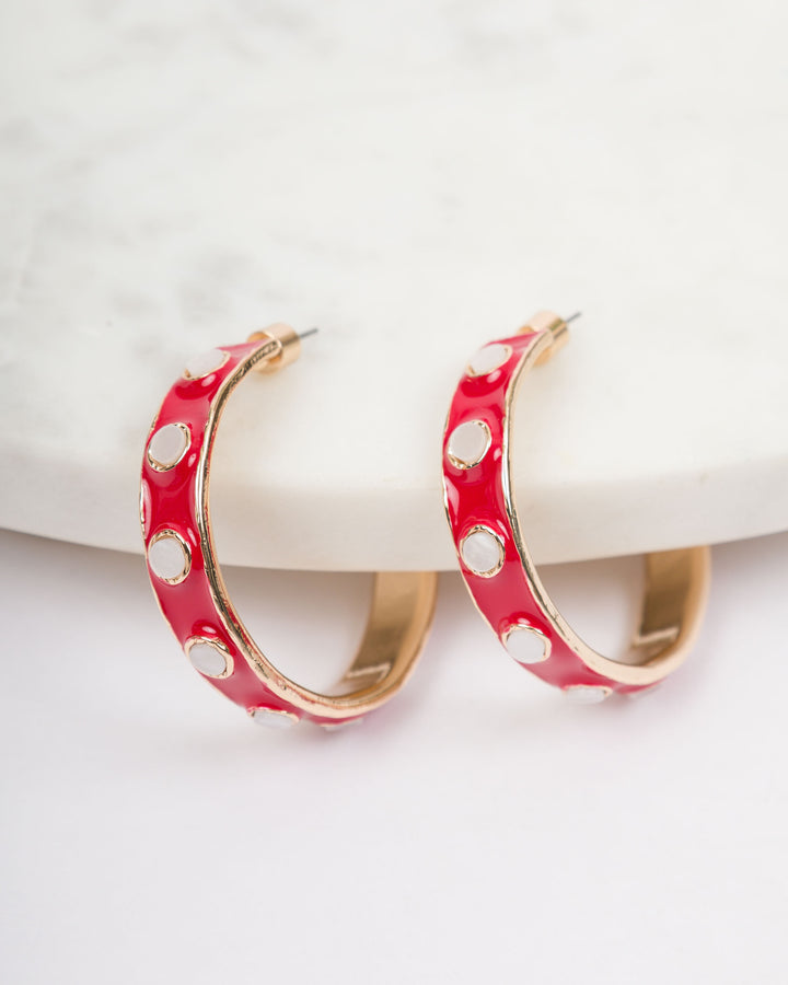 Round Resin Epoxy Hoops - Red and White