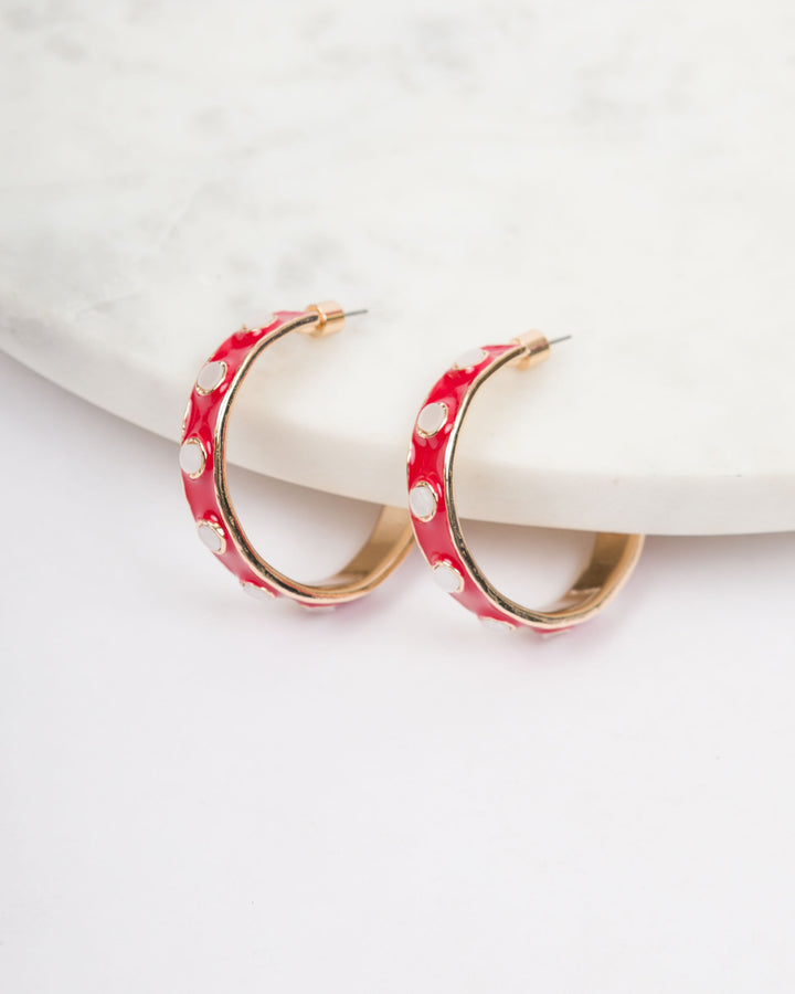 Round Resin Epoxy Hoops - Red and White