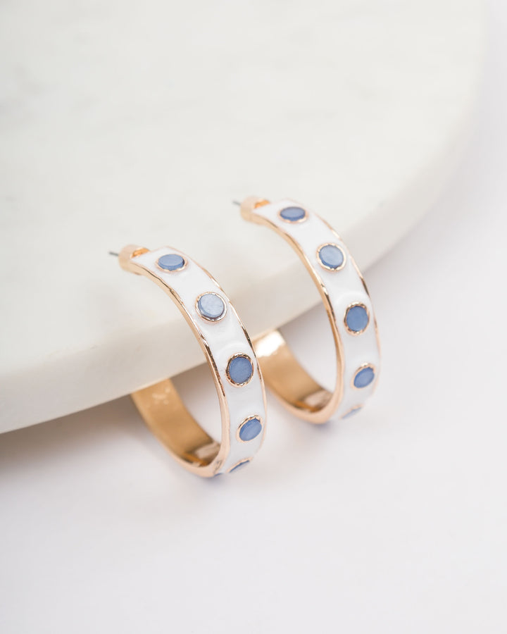 Round Resin Epoxy Hoops - White and Blue