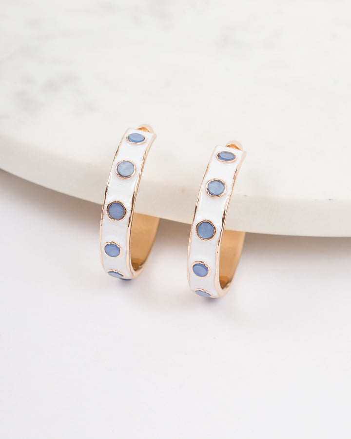 Round Resin Epoxy Hoops - White and Blue