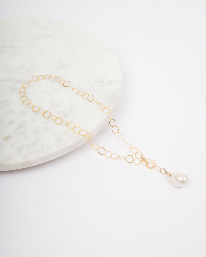 J.Mills Studio Extra Large Baroque Pearl Oval Chain Necklace