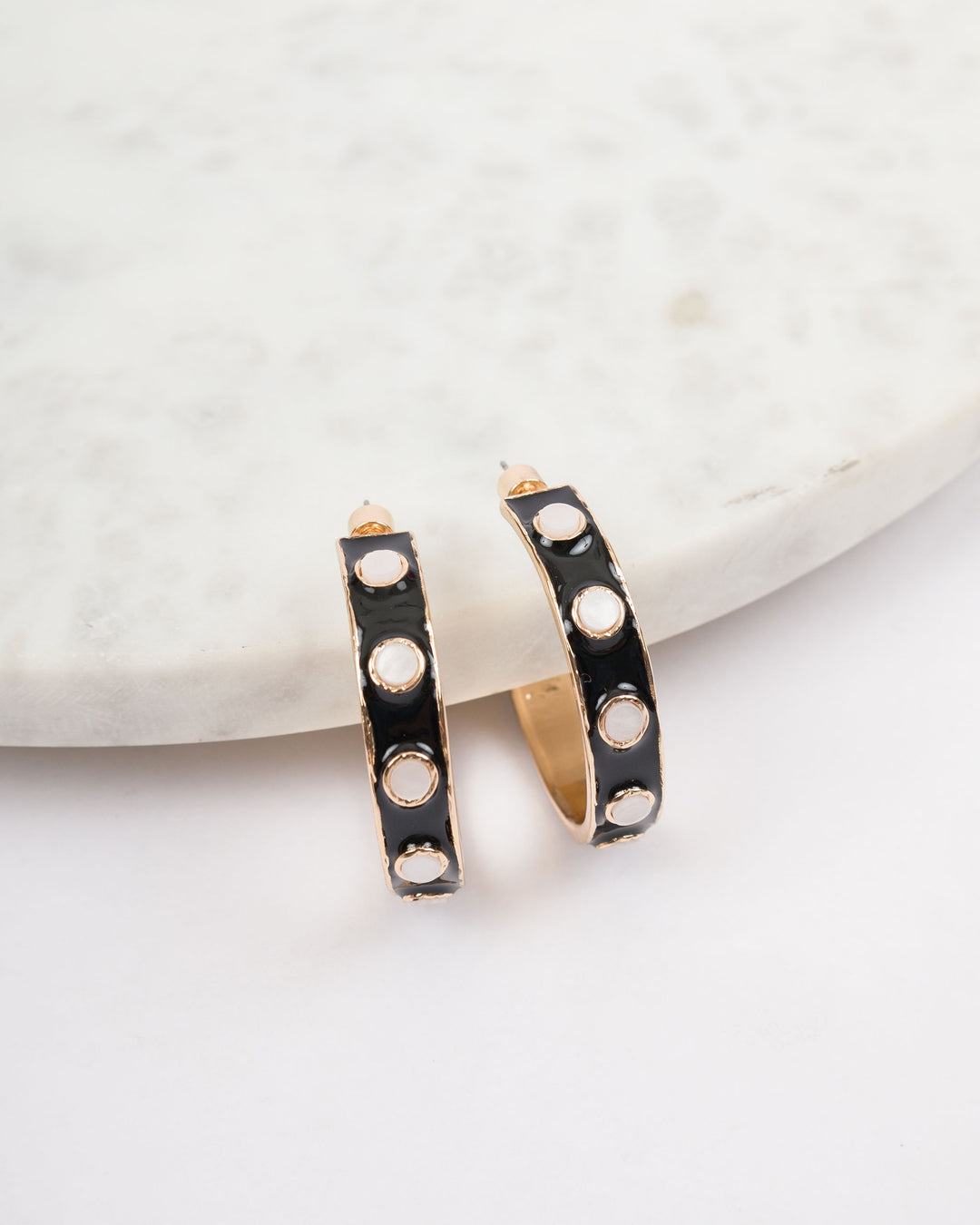 Round Resin Epoxy Hoops - Black and White