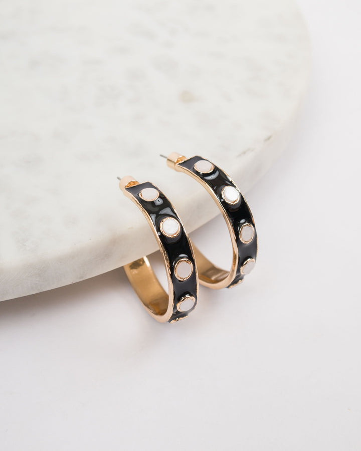 Round Resin Epoxy Hoops - Black and White