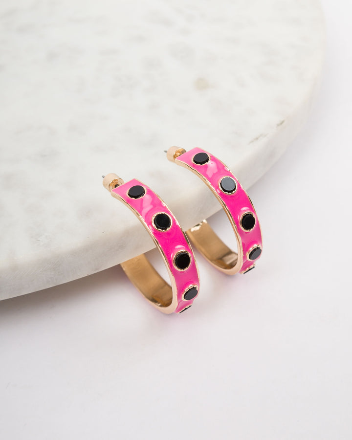 Round Resin Epoxy Hoops - Pink and Black