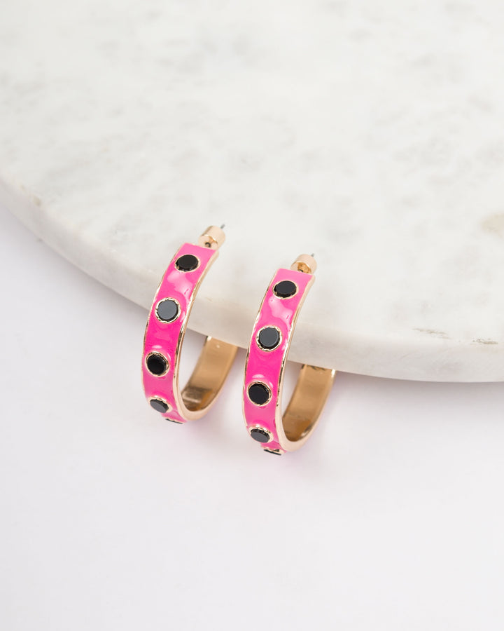 Round Resin Epoxy Hoops - Pink and Black