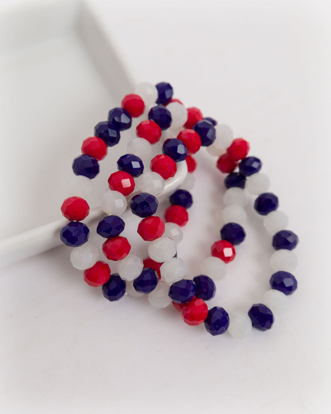 Red, White and Blue Beaded Bracelets