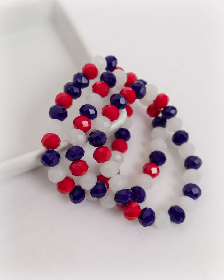 Red, White and Blue Beaded Bracelets