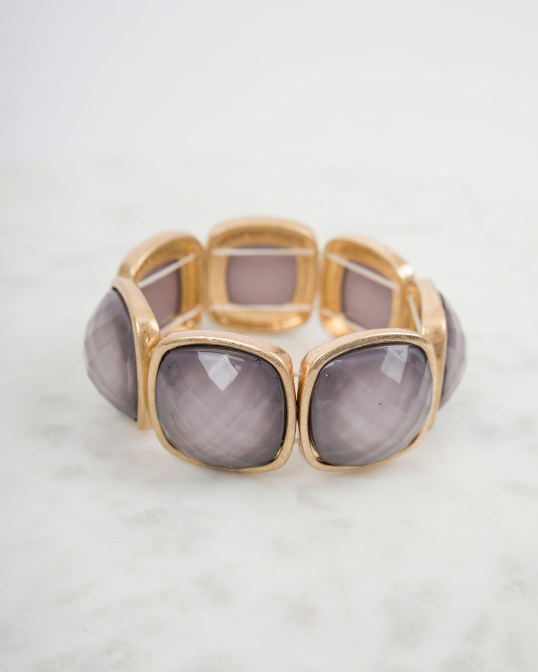 Square Stone Statement Bracelet - Gray