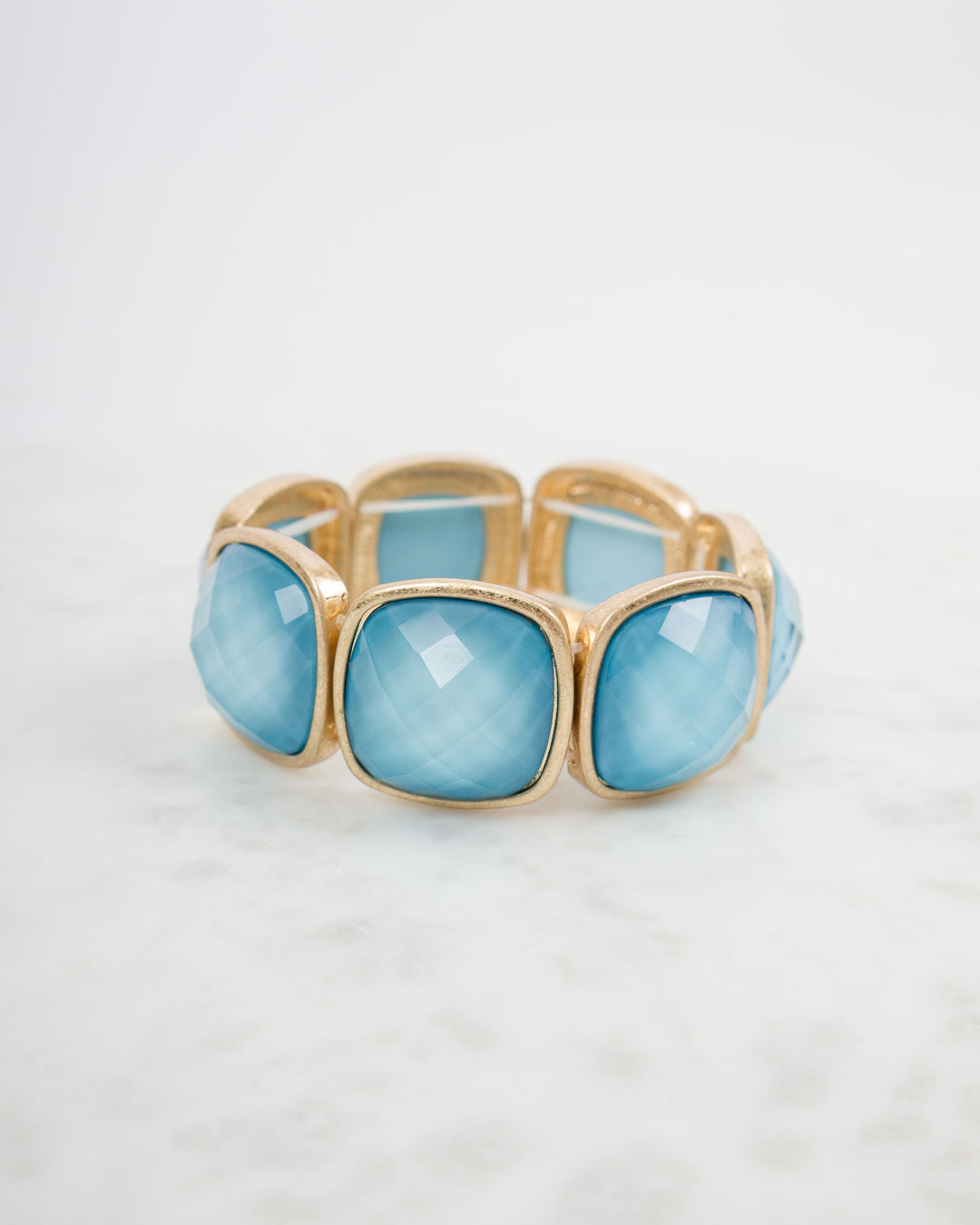 Square Stone Statement Bracelet - Light Blue