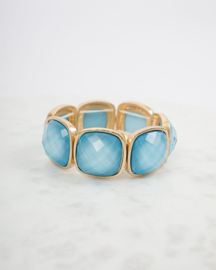 Square Stone Statement Bracelet - Light Blue