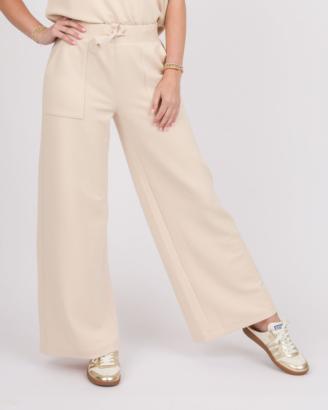 Spanx AirEssentials French Rib Wide Leg Pant - Toasted Coconut