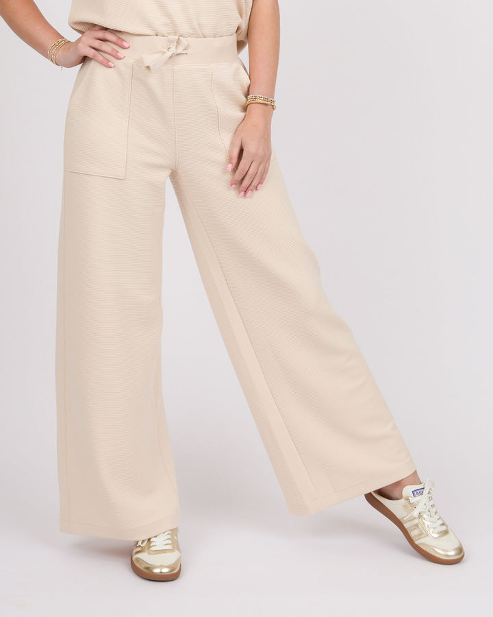 Spanx AirEssentials French Rib Wide Leg Pant - Toasted Coconut