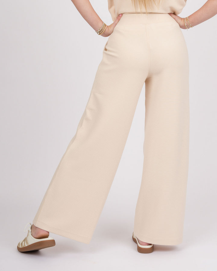 Spanx AirEssentials French Rib Wide Leg Pant - Toasted Coconut