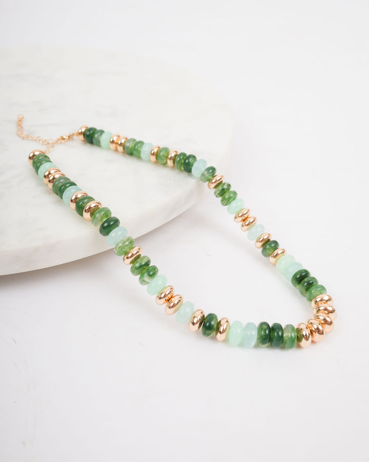 Stone Rondelle Metal Necklace