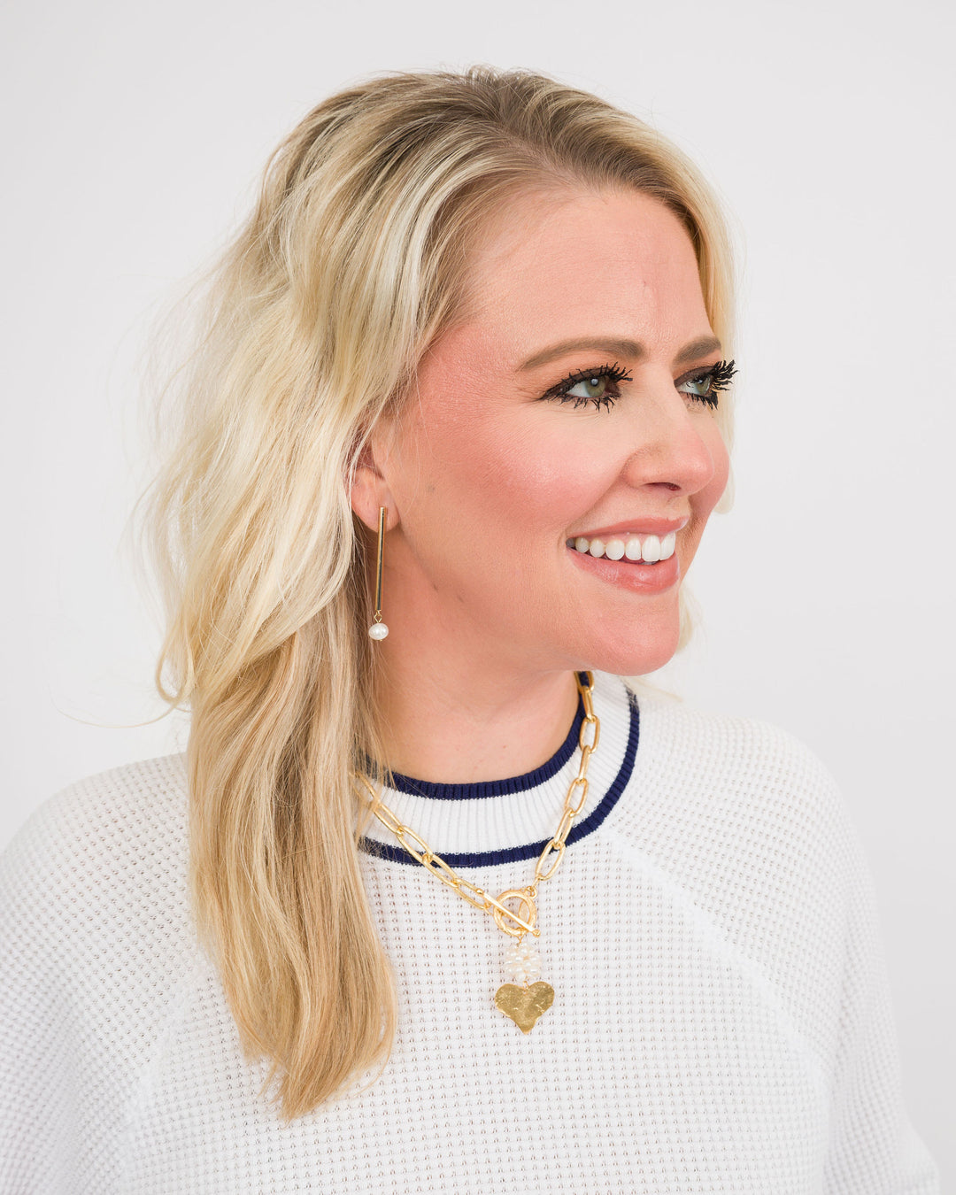 Susan Shaw Pearl Cluster + Heart Toggle Necklace