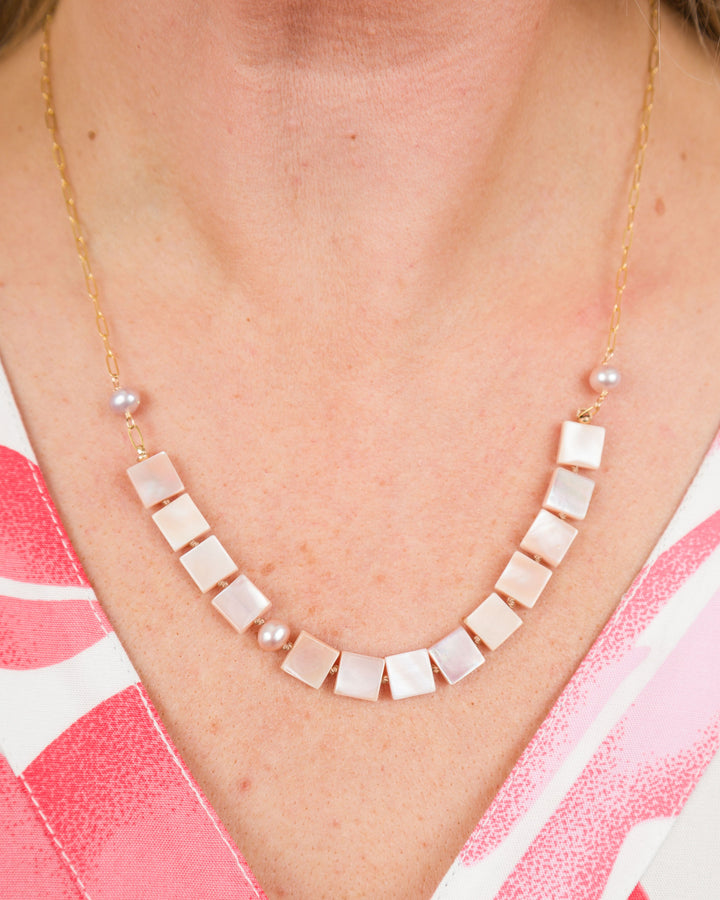 J.Mills Studio Square Cut Pink Abalone Necklace