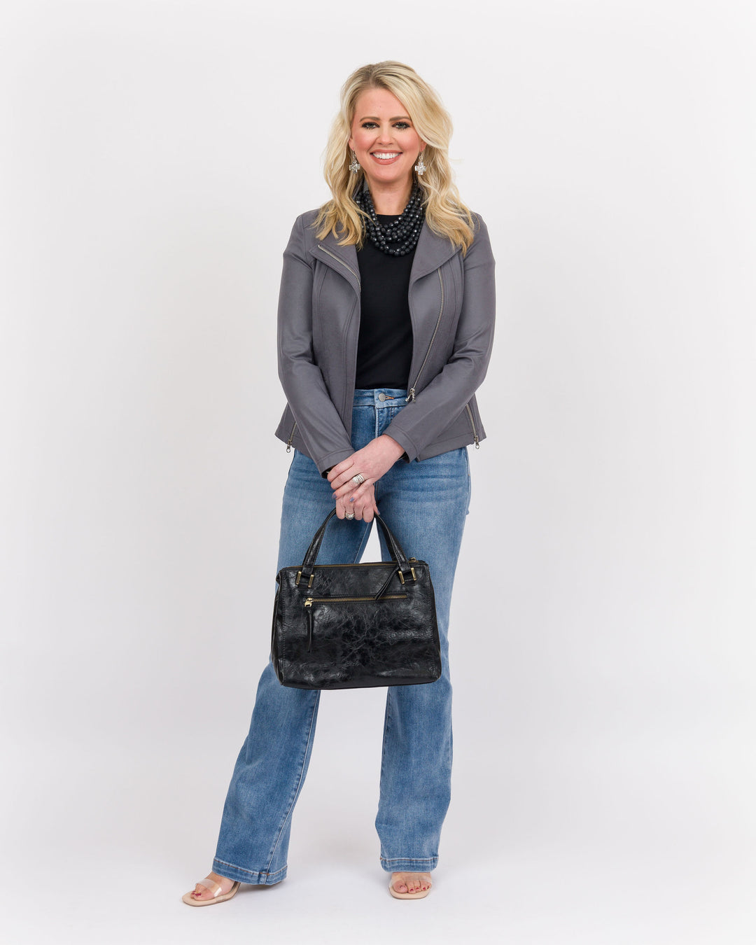 Clara Sunwoo Classic Liquid Leather Jacket - Charcoal