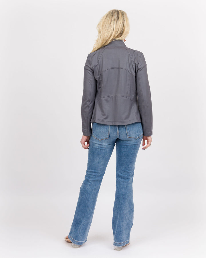 Clara Sunwoo Classic Liquid Leather Jacket - Charcoal