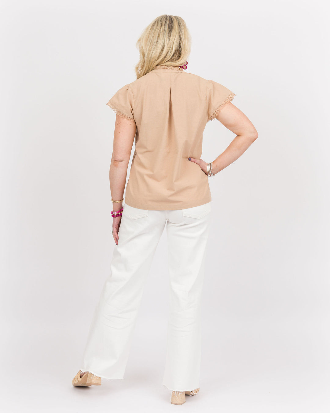 Etta Tie Front Top Sand-Final Sale